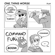 artist:feih comic glasses hat head_of_security helmet human logo monochrome nanotrasen pointing security security_officer speech sunglasses text // 1200x1200 // 236.3KB