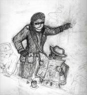 artist:machofish beret drinking glasses hat head_of_security newspaper sunglasses // 500x547 // 431.5KB