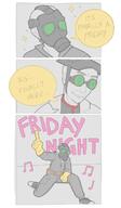 artist:anonymous comic dancing friday_night gas_mask human insulated_gloves music roboticist speech welding_helmet // 700x1200 // 288.0KB