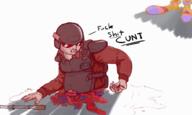 artist:anonymous blood bodily_fluids body_armor disemboweled english_text gore helmet sec_hud security security_officer stun_baton text weapon // 934x561 // 318.4KB