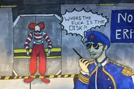 airlock captain clown english_text glasses sunglasses text traditional_artwork // 3546x2362 // 1.2MB