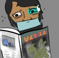 anthro artist:anonymous book human mask med_hud medical_doctor nonhuman reading vox // 570x557 // 336.5KB