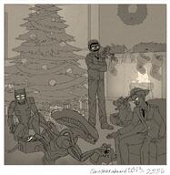 antagonist artist:spessmenart bartender captain christmas corgi fire fireplace hat human monkey monochrome nuclear_disk nuclear_operative syndicate text xenomorph // 1280x1314 // 2.2MB