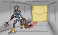 airlock artist:anonymous blood bodily_fluids corpse death gore hardsuit human magboots shovel space_ninja // 1153x692 // 80.0KB