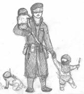 artist:machofish artwork baby human monochrome security security_officer stun_baton weapon // 750x842 // 113.9KB