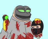 artist:anonymous assistant beheading blood bodily_fluids flash gas_mask gore greytide insulated_gloves meme pepe security security_officer wojak // 1050x858 // 327.8KB