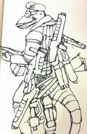 anthro artist:dizor beret glock gun laser_gun logo looking_at_viewer nanotrasen nonhuman shotgun so_many_guns solo taser vox weapon // 458x701 // 57.0KB