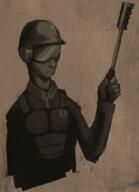 artist:anonymous helmet human monochrome security security_officer solo stun_baton weapon // 800x1106 // 1.1MB