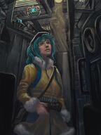 artist:spessmenart blue_hair engineer female human long_hair maintenance mommi silicon welding_helmet winter_clothes // 900x1200 // 1.1MB