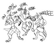 anthro artist:xevonix caw honk human monochrome nonhuman screaming tagme text tongue_out vox // 500x382 // 56.3KB