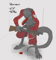 anthro artist:xenopera character:varvari helmet nonhuman security shotgun solo text vox warden // 1572x1672 // 787.3KB