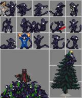 antagonist artist:wjohnston assistant blood bodily_fluids cat christmas esword facehugger gun head_of_security laser laser_gun pixel_art sprite weapon wizard xenomorph // 640x768 // 24.6KB