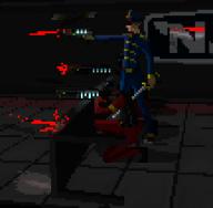 artist:anonymous captain gun human laser logo nanotrasen pixel_art security security_officer shooting weapon // 500x491 // 22.6KB